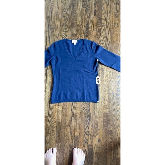 CHARTER CLUB WOMEN'S S SWEATER 2-PLY CASHMERE VNECK PULLOVER BLUE NWT $119 - Picture 7 of 7